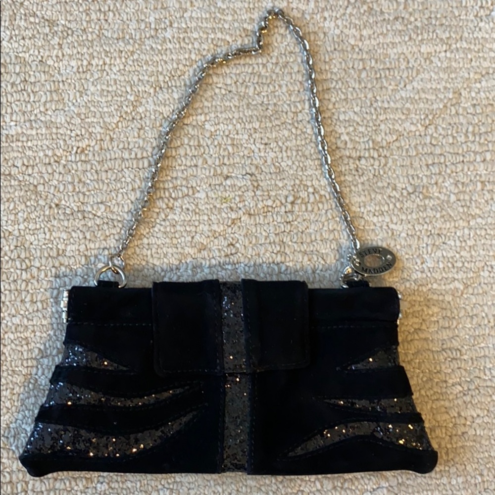 Steve Madden black suede clutch